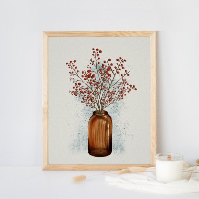 Ilex Berries in einem Vase-Poster Poster (Von Creator hochgeladen)