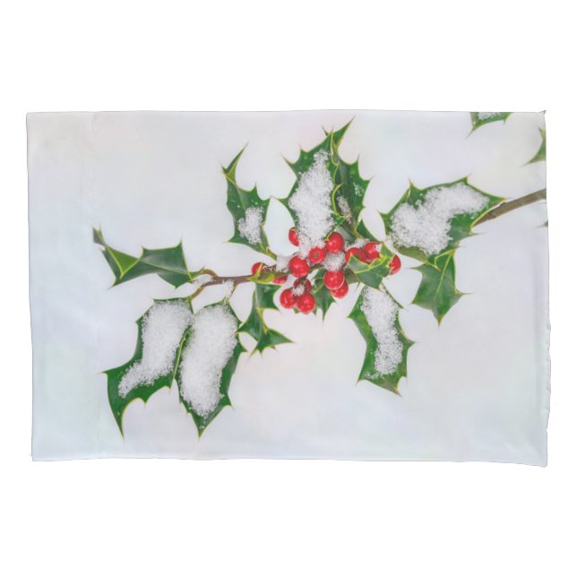 Ilex Red Christmas Holly Berries im Winter Snow — Kissenbezug (Vorderseite)