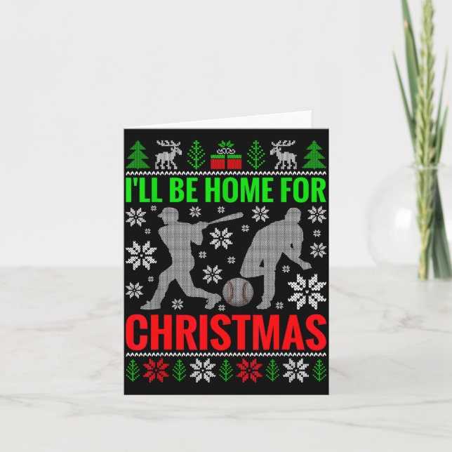 I'll Be Home For Christmas Baseball Funny Xmas  Karte (Vorderseite)