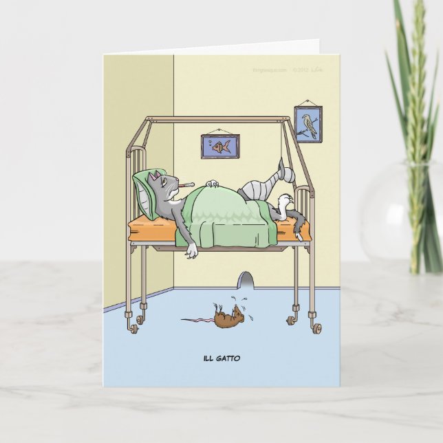 Ill Gatto Get Well Card Karte (Vorderseite)