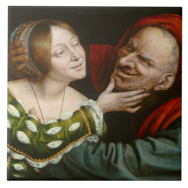 Ill-Matched Lovers (von Quentin Massys) Fliese (Vorderseite)