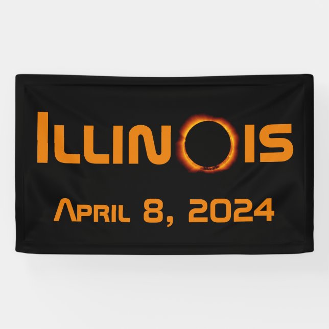 Illinois 2024 Gesamtsolares Eclipse Banner (Horizontal)