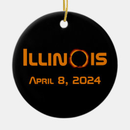 Illinois 2024 Gesamtsolares Eclipse Keramik Ornament
