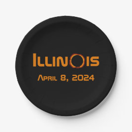 Illinois 2024 Gesamtsolares Eclipse Pappteller