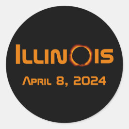 Illinois 2024 Gesamtsolares Eclipse Runder Aufkleber