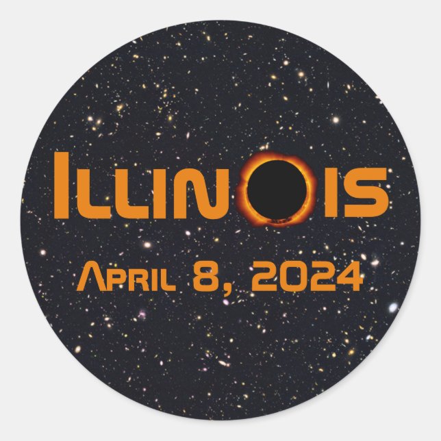 Illinois 2024 Gesamtsolares Eclipse Runder Aufkleber (Vorderseite)