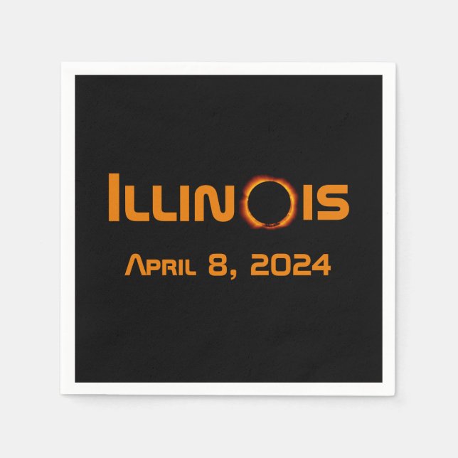 Illinois 2024 Gesamtsolares Eclipse Serviette (Vorderseite)