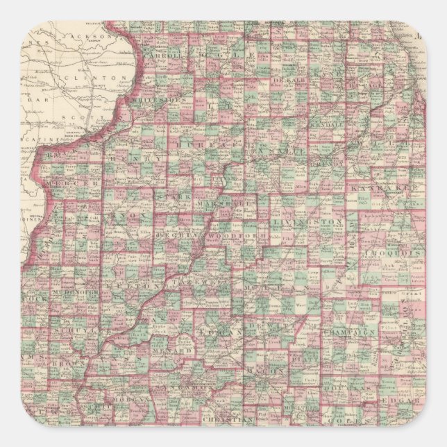 Illinois 3 quadratischer aufkleber (Vorderseite)