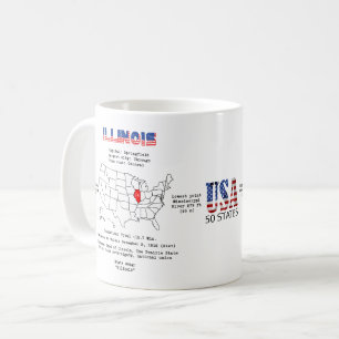 Illinois American Staat auf einer Karte und nützli Kaffeetasse