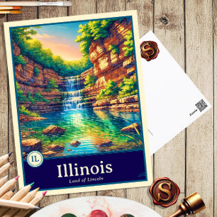 Illinois   Anime Style Cel Schattenkarte Postkarte