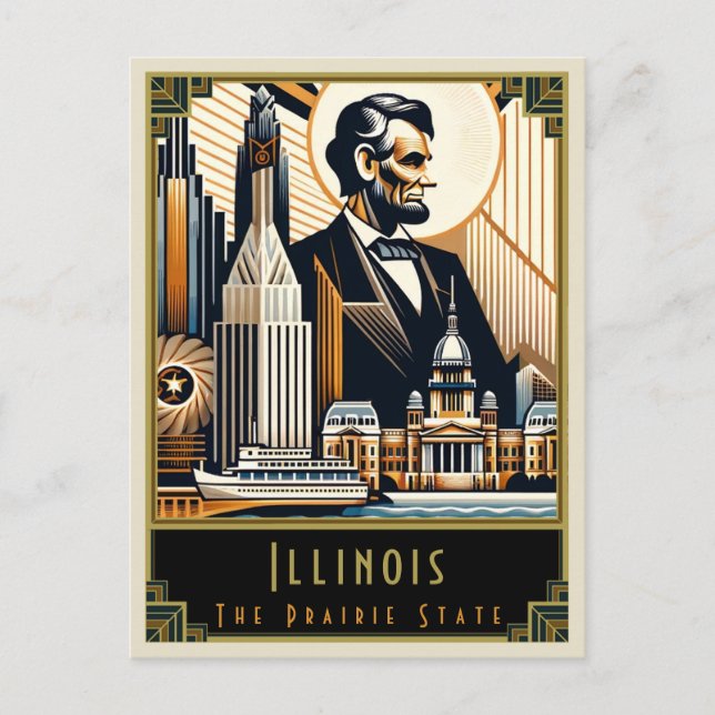 Illinois | Art Deco Postkarte (Vorderseite)