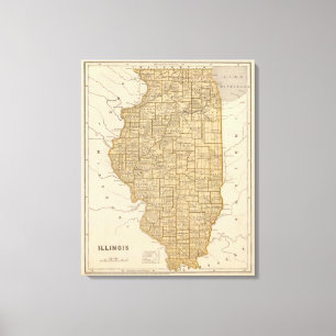 Illinois-Atlas-Karte Leinwanddruck