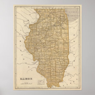 Illinois Atlas Karte Poster