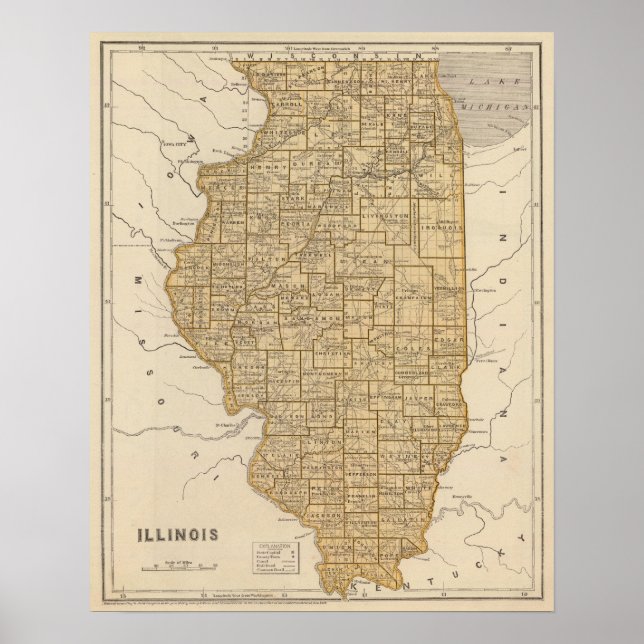 Illinois Atlas Karte Poster (Vorne)