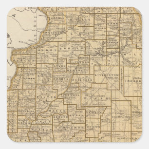 Illinois Atlas Karte Quadratischer Aufkleber