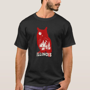 Illinois Berge Eulenwald Bär Wolf Bäume T-Shirt