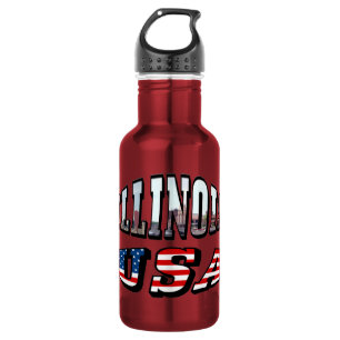 Illinois Bild und USA-Flagge Text Trinkflasche