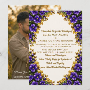 Illinois Blue Violet Foto Hochzeits-Einladung 5x7  Save The Date