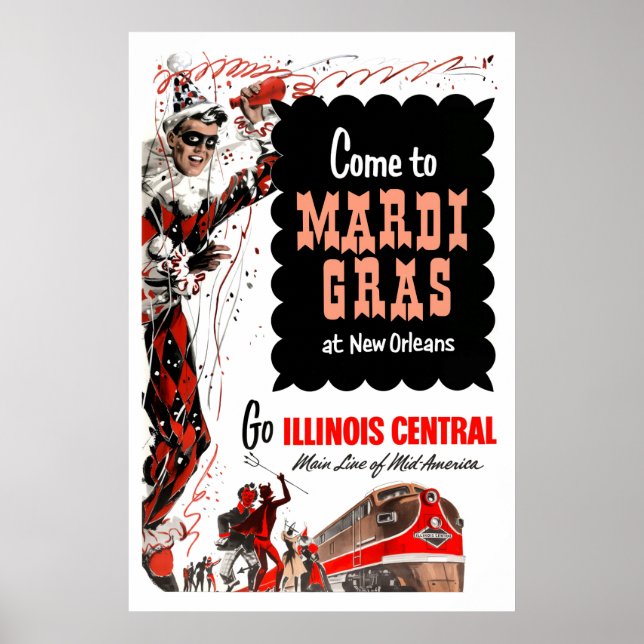 Illinois Central Railroad, Mardi Gras Plakat (Vorne)
