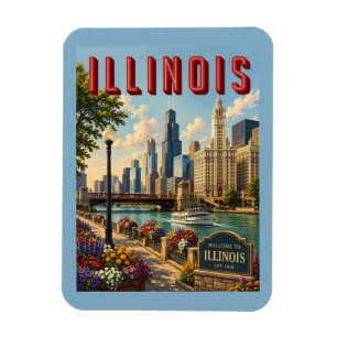 Illinois Chicago Fluss Magnet