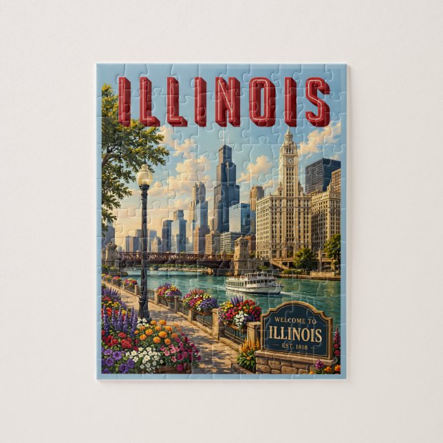 Illinois Chicago Fluss Puzzle (Vertikal)