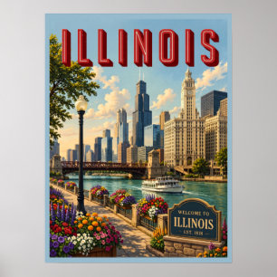 Illinois Chicago River Poster