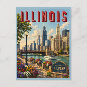 Illinois Chicago River Postkarte