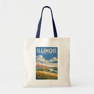 Illinois Chicago Skyline Illustration Reise Kunst Tragetasche