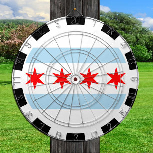 Illinois Dartboard & Stadt Chicago Flagge / Spielb Dartscheibe