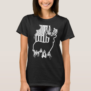 Illinois-Elchjagd-Staatskarte US-Flagge Patriotisc T-Shirt