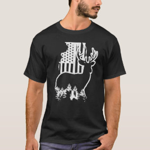 Illinois Elk Junting Staat Map US Flag Patriotic H T-Shirt