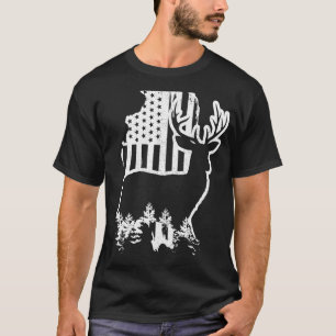 Illinois Elk Junting Staat Map US Flag Patriotic H T-Shirt