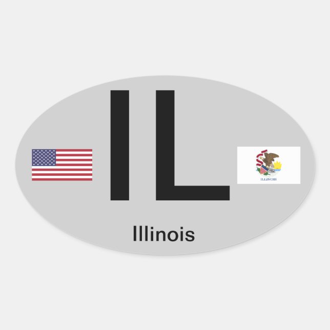 Illinois* Euro-Style Oval Sticker (Vorderseite)