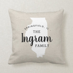 Illinois Family Monogram Staat Throw Kissen