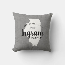 Illinois Family Monogram Staat Throw Kissen
