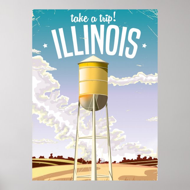 Illinois farm vintage travel poster (Vorne)