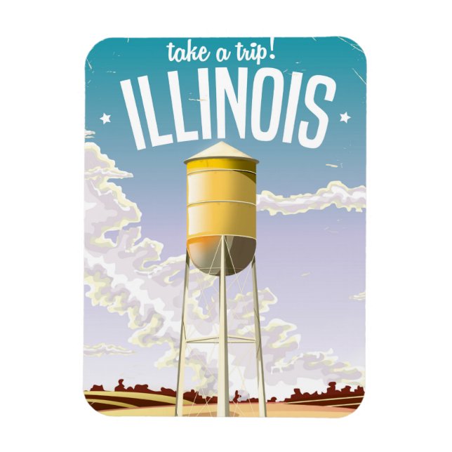 Illinois farm vintage travel poster magnet (Vertikal)