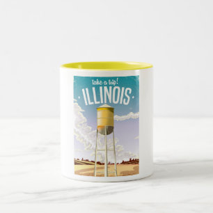 Illinois farm vintage travel poster zweifarbige tasse