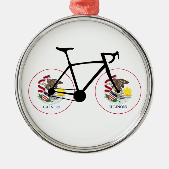 Illinois Flag Cycling Ornament Aus Metall (Vorne)