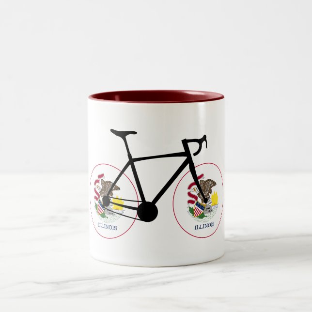 Illinois Flag Cycling Zweifarbige Tasse (Mittel)