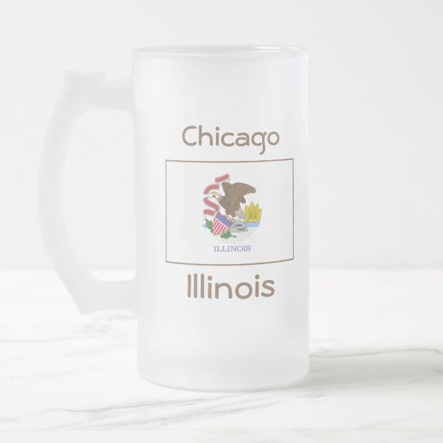Illinois Flag Karte Stadt Tasse (Links)