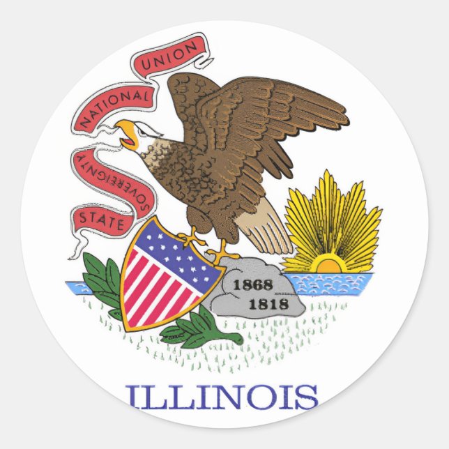Illinois Flag Runder Aufkleber (Vorderseite)