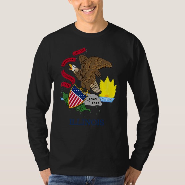 Illinois Flag Staat Vintag Style T-Shirt (Vorderseite)