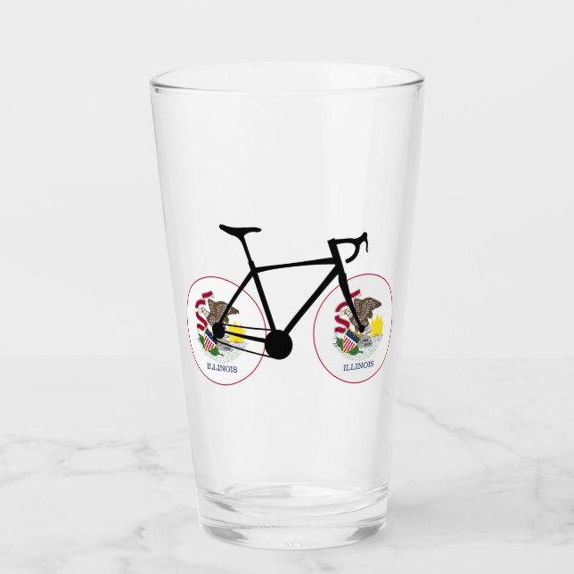 Illinois-Flagge Radfahren Glas (Vorderseite)