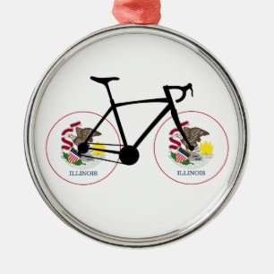 Illinois-Flagge Radfahren Ornament Aus Metall
