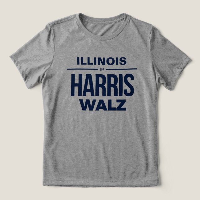 Illinois für Harris Walz Tri-Blend Shirt (Design Vorderseite)