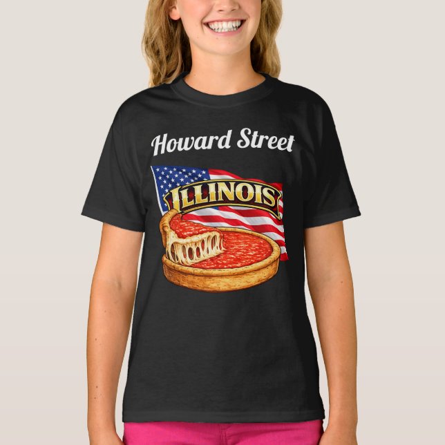Illinois Girl's dunkles T-Shirt (Vorderseite)
