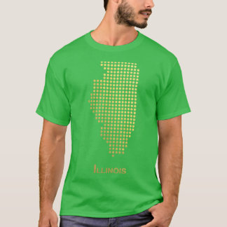 Illinois Gold Dotted Map T-Shirt