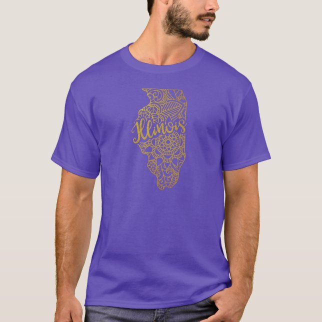 Illinois Gold Map Scoop T-Shirt (Vorderseite)