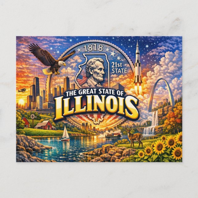 Illinois Grußkarte  Postkarte (Vorderseite)